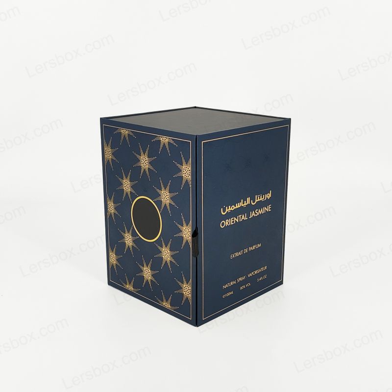 Luxury rigide parfumdoos met aangepast gouden folielogo en elegante EVA -lade HP002