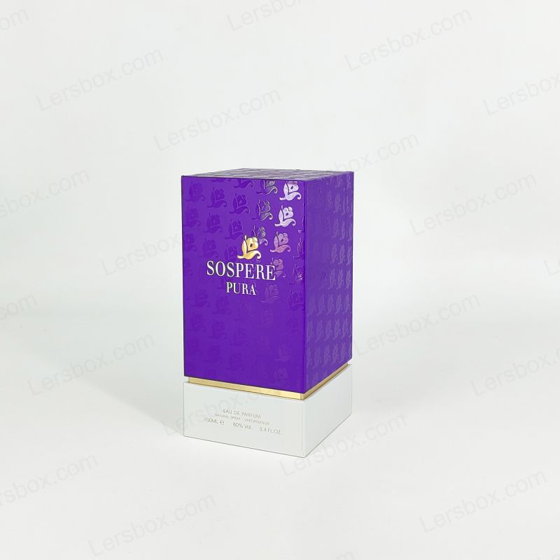 Premium rigide parfumdoos met goudfolie -logo en handgemaakte EVA -lade HP006