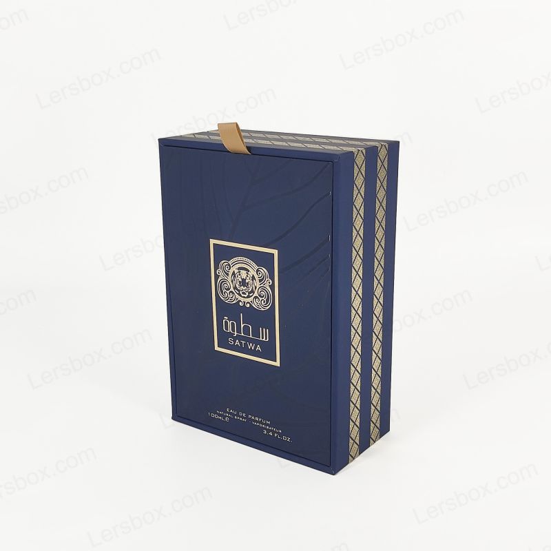 Luxe parfumdoos met aangepaste embossing van gouden folie en EVA -lade voor extra bescherming HP018