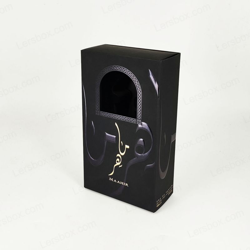 Handgemaakte parfumdoos met embossing met gouden folie, EVA -lade en rigide constructie HP027