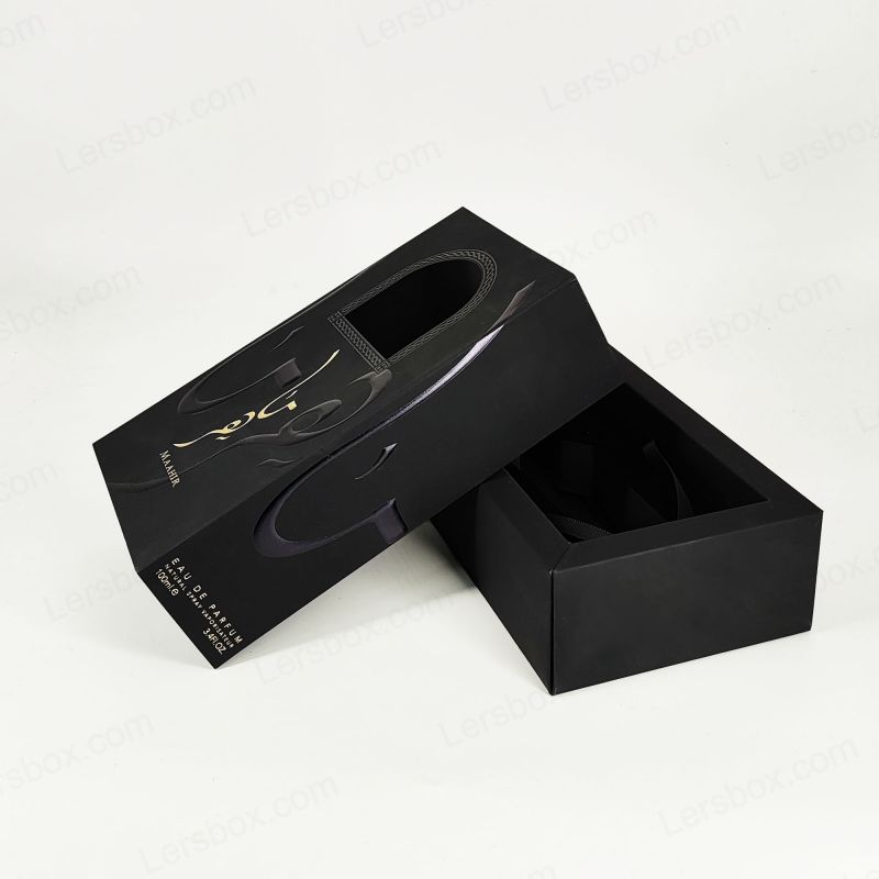 Handgemaakte parfumdoos met embossing met gouden folie, EVA -lade en rigide constructie HP027
