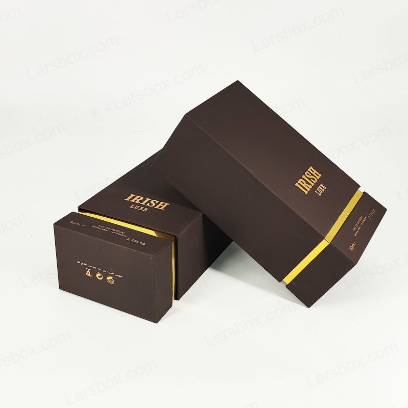 Geavanceerde parfumdoos met aangepaste gouden folie en Eva -schuim voor veilige geurweergave HP028