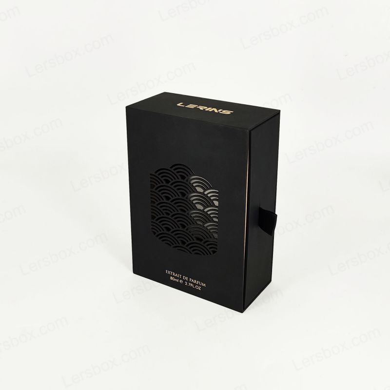 Premium parfumdoos met aangepaste gouden folie, EVA -lade en star deksel voor bescherming HP033