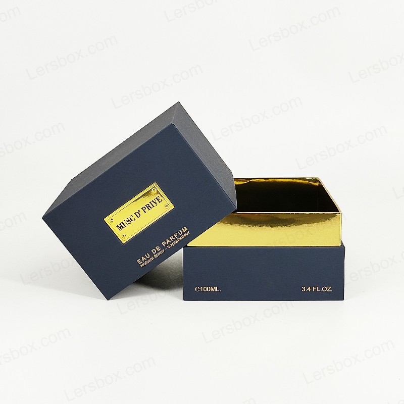Luxe gouden folie parfumverpakking met handgemaakte rigide structuur en EVA -lade -insert HP030