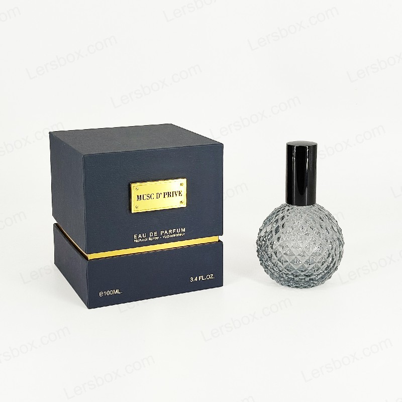 Luxe gouden folie parfumverpakking met handgemaakte rigide structuur en EVA -lade -insert HP030