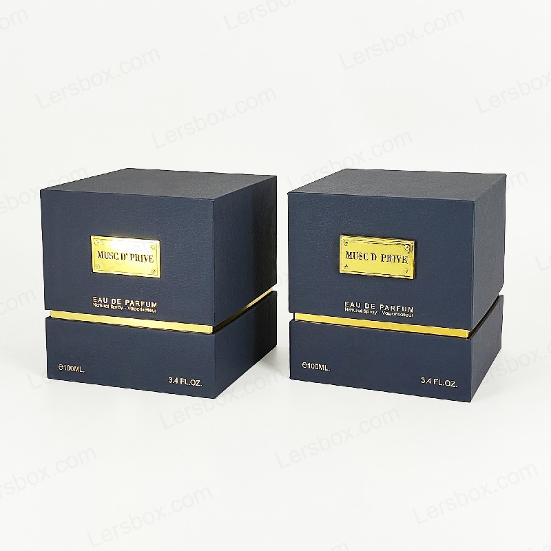 Luxe gouden folie parfumverpakking met handgemaakte rigide structuur en EVA -lade -insert HP030