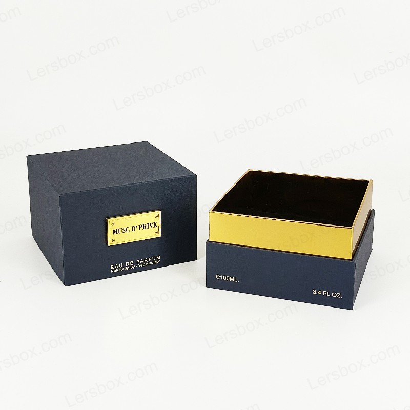 Luxe gouden folie parfumverpakking met handgemaakte rigide structuur en EVA -lade -insert HP030